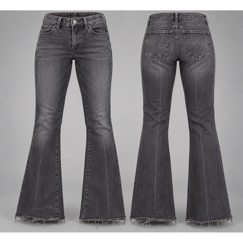 Madewell Jeans Womens 29x29 Black  Skinny Flare High Rise Raw Hem y2k